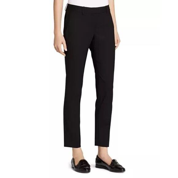 Theory Black The Testra 2B Straight Leg Wool Stretch Classic Crop Trousers 8 - Picture 1 of 15